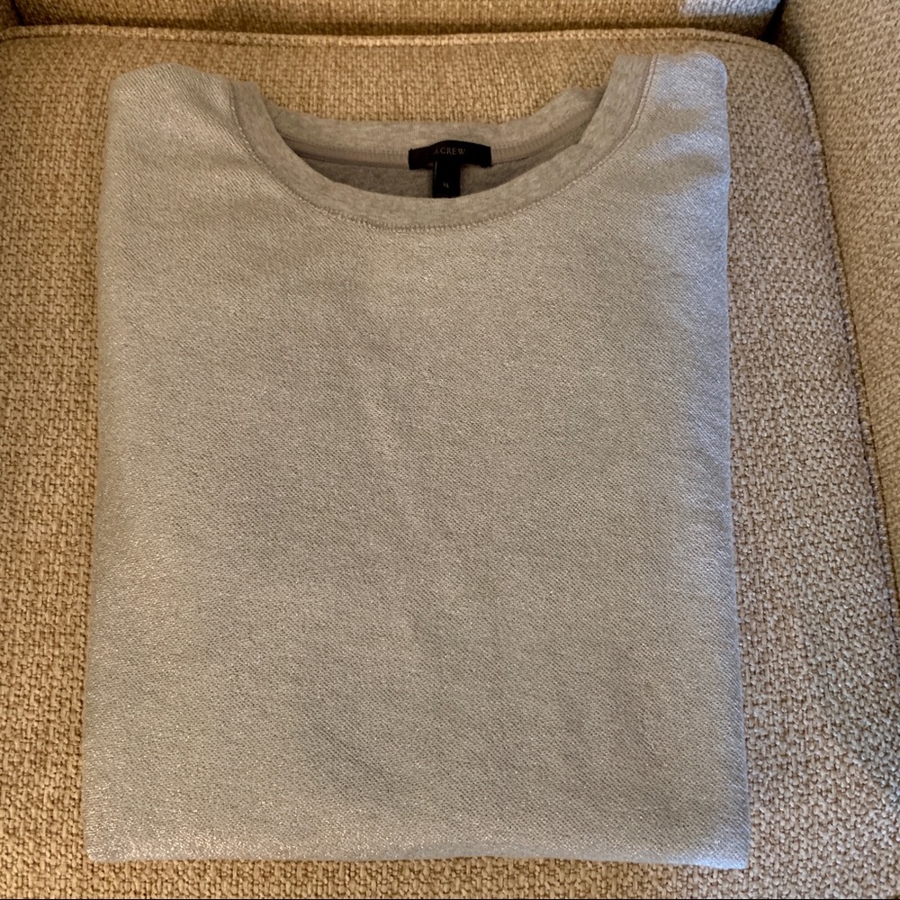 EUC J CREW Wmns Metallic Silver Sweatshirt XL
